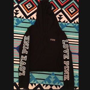 Pink Victoria Secret black cropped hoodie